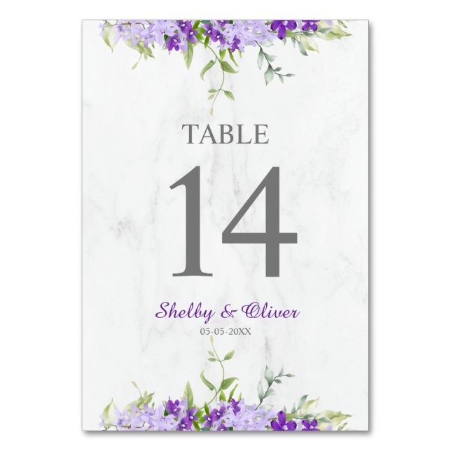 Numéro De Table Botanical and Floral Wedding Design in Purple (Par défaut)