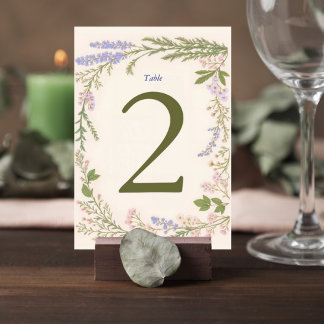 Numéro De Table Botanical Wedding Table Number Card