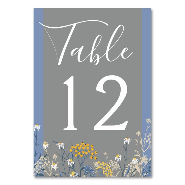 Numéro De Table Botanique de marguerite Floral Jaune & Mariage ble (Par défaut)