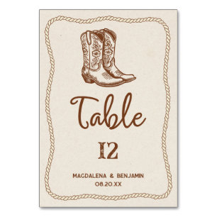 Numéro De Table Bottes de cow-boy occidentales modernes marron cor