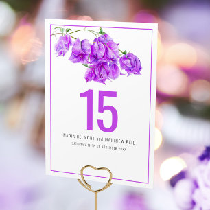 Numéro De Table Bougainvillea papier fleur violet mariage
