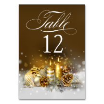 Bougies d'or Fête de Noël Élégants numéros de tabl