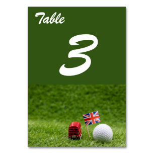Numéro De Table Boules de golf et drapeau Union Jack Londres Angle