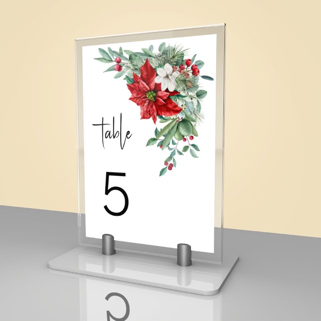 Numéro De Table Bouquet de fleurs et feuilles de Noël minimal (Créateur téléchargé)