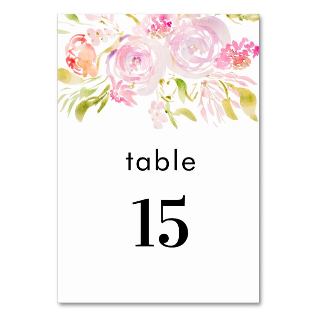 Numéro de table bouquet de roses aquarelle (Par défaut)