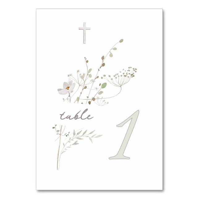 Numéro De Table bouquet fleur sauvage délicat Baptême n 1 (Par défaut)
