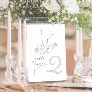 Numéro De Table bouquet fleur sauvage délicat Baptême n 2