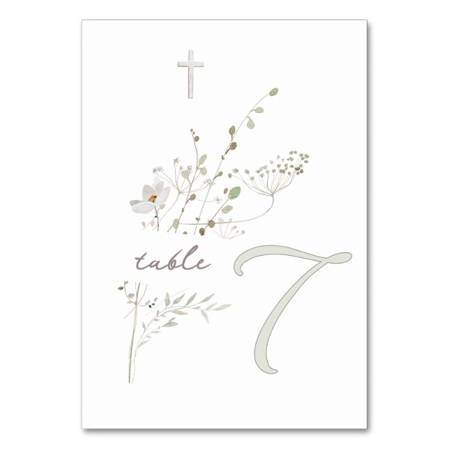Numéro De Table bouquet fleur sauvage délicat Baptême n 7 (Par défaut)