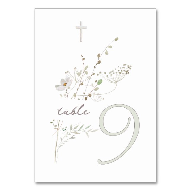 Numéro De Table bouquet fleur sauvage délicat Baptême n 9 (Par défaut)