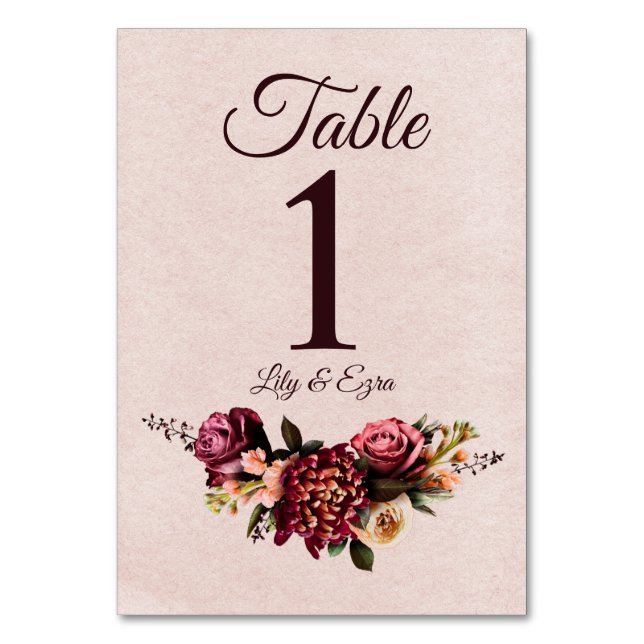 Numéro De Table Bourgogne et Blush (Par défaut)
