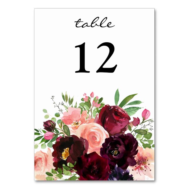 Numéro De Table Bourgogne & Flore Blush - blanc 3 (Dos)