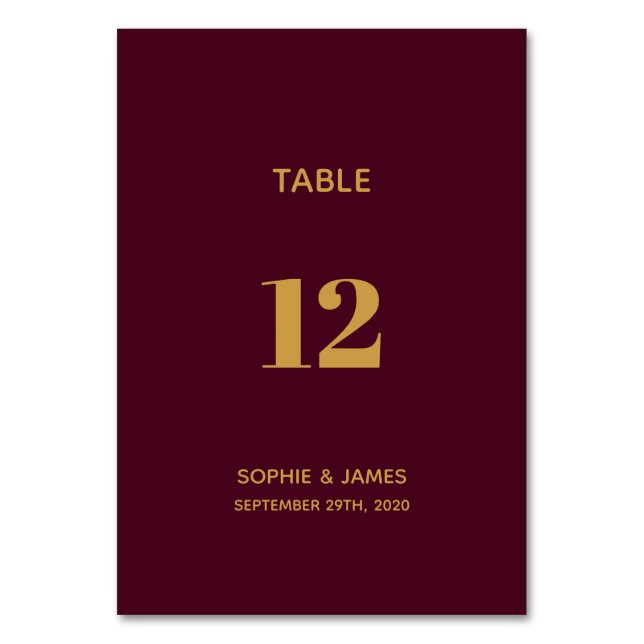 Numéro De Table Bourgogne moderne et Mariage d'or (Par défaut)