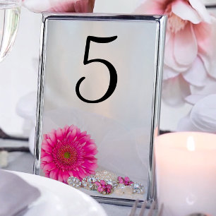 Numéro De Table Boutons de diamant rose Gerber Daisy Numéros de ta