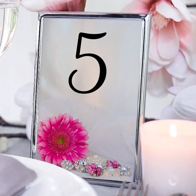 Numéro De Table Boutons de diamant rose Gerber Daisy Numéros de ta (Créateur téléchargé)
