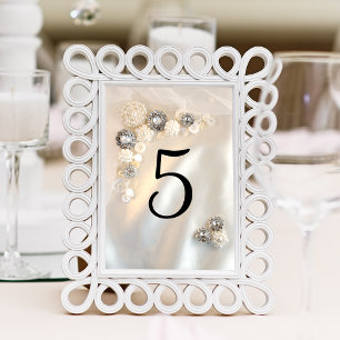 Numéro De Table Boutons Faux White Pearl et Diamond