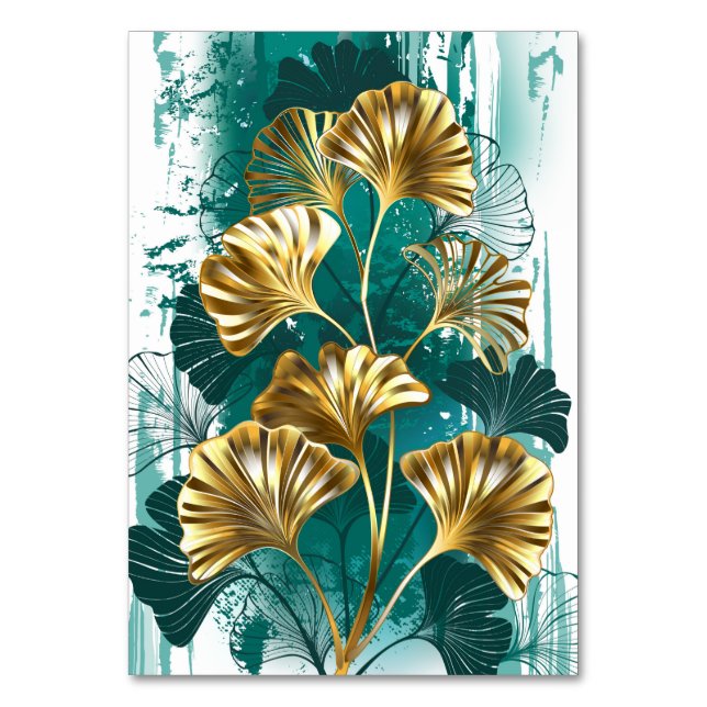 Numéro De Table Branche avec Feuilles d'or Ginko Biloba (Par défaut)