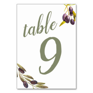 Numéro De Table Branche d'olive méditerranéenne - Gras personnalis