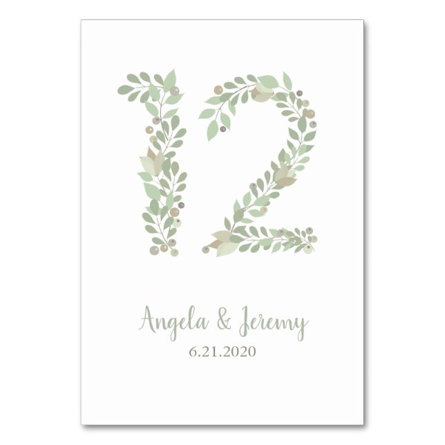 Numéro De Table Branches d'olivier numéro 12 (Par défaut)