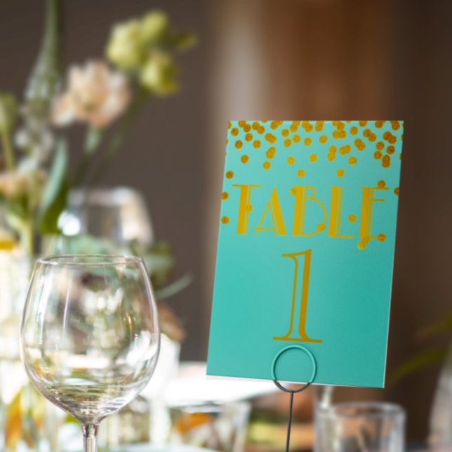 Numéro De Table Bride Co Turquoise Blue Et Gold ShowParty (Créateur téléchargé)