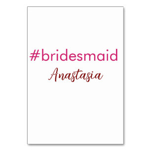 Numéro De Table Bridesmaid hashtag rose pâle ajouter nom mariée tr