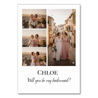 Numéro De Table Bridesmaid Photo Strip 4 Pictures Proposal Card