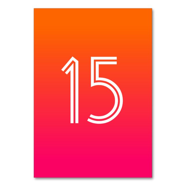 Numéro De Table Bright Orange and Hot Pink Ombre White Mariage (Par défaut)