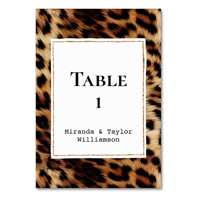 Numéro De Table Brown Crème léopard animal (Par défaut)