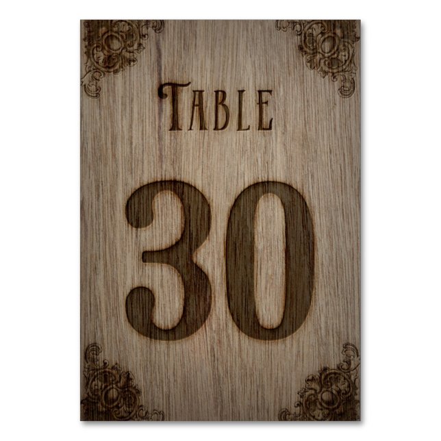 Numéro De Table Brûleur de bois Numéros de tableau rustique 1-30 (Par défaut)