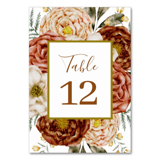 Numéro De Table Budget Neutre Boho Floral terracotta (Par défaut)