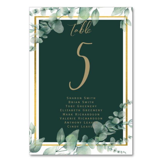 Numéro De Table BUDGET Numéro de tableau Siège Verdure Eucalyptus (Par défaut)