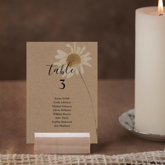 Numéro De Table Budget Rustique Kraft Floral (Créateur téléchargé)