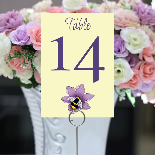 Numéro De Table BumblebeeLavender Flower Jaune Mariage (Créateur téléchargé)