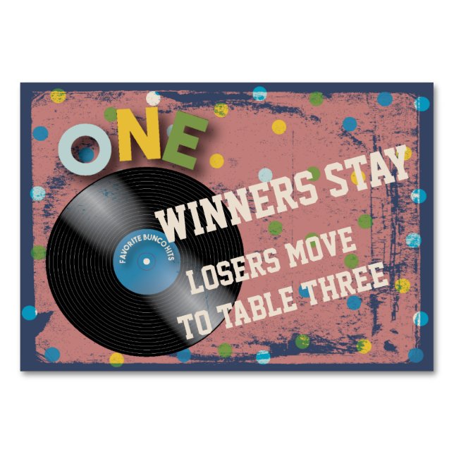 Numéro De Table Bunco Rock and Roll Table Card #1 (Dos)