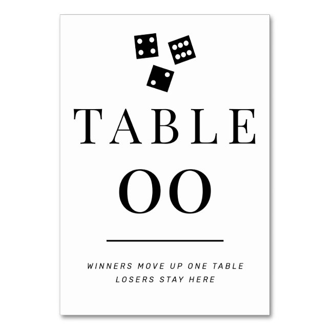 Numéro De Table Bunco simple noir et blanc N° de table (Dos)