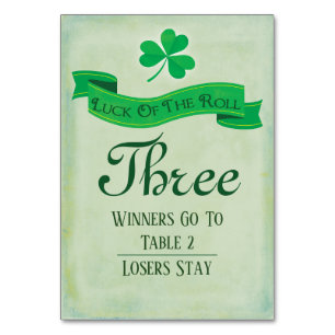 Numéro De Table Bunco Table Trois Mars Saint Patricks