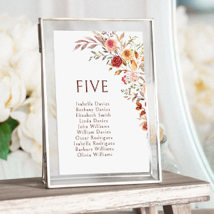 Numéro De Table Burgundy Automne Automne Floral Mariage Numéros de