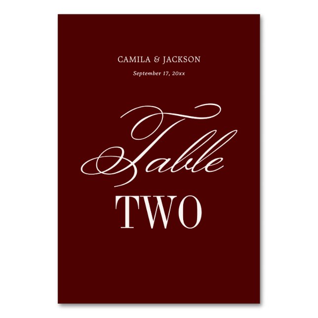 Numéro De Table Burgundy Wedding  (Par défaut)