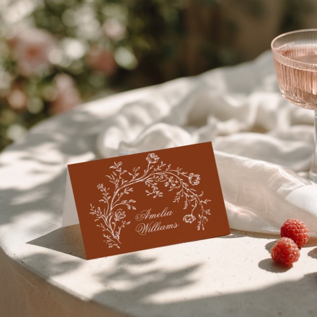 Numéro De Table Burnt Orange Floral Terracotta Wedding Place Cards (Créateur téléchargé)