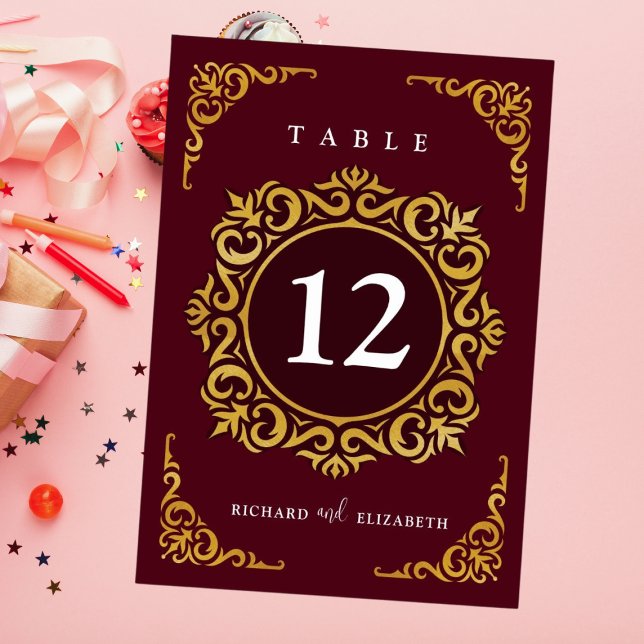 Numéro De Table Cadre baroque Royal Bourgogne (Créateur téléchargé)