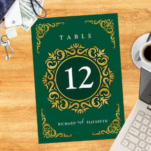 Numéro De Table Cadre baroque Royal Emerald Green Ornementation