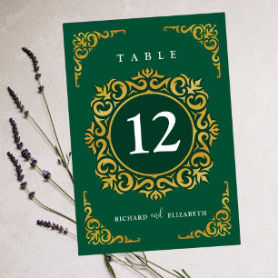 Numéro De Table Cadre baroque Royal Emerald Green Ornementation