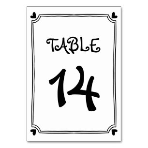Numéro De Table Cadre blanc griffé noir dessiné à la main