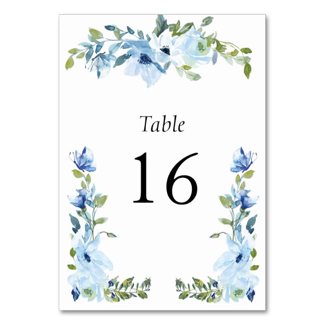 Numéro De Table cadre floral bleu clair moderne mariage (Par défaut)