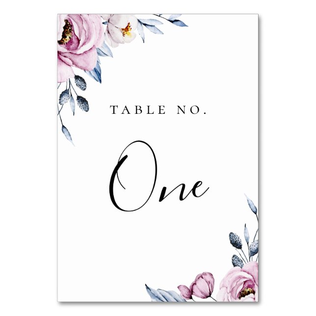 Numéro De Table Cadre floral bleu mauve (Par défaut)