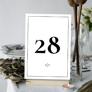 Numéro De Table Cadre Monogramme Élégant Mariage Noir Blanc