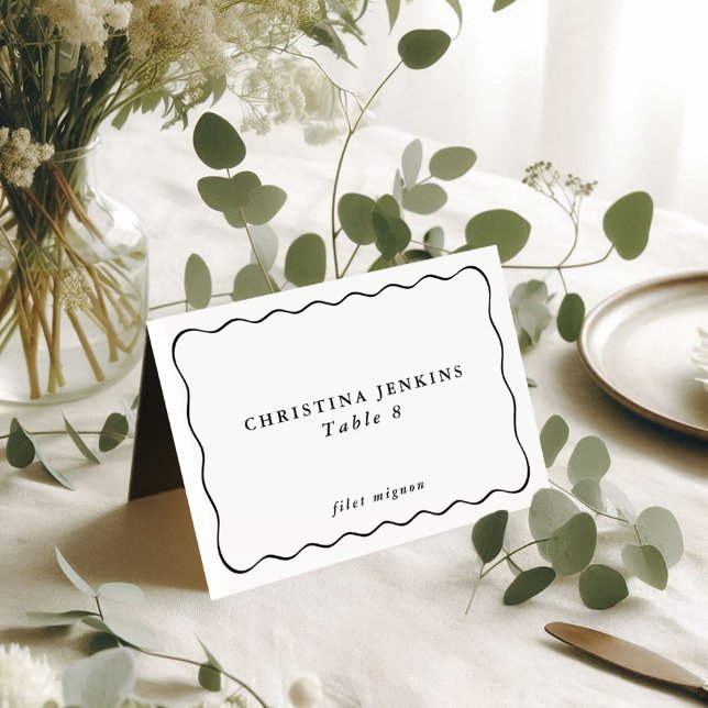 Numéro De Table Cadre Ondulé Mariage Nom de l'invité personnalisé (Créateur téléchargé)