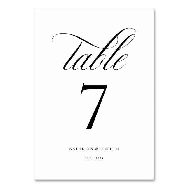 Numéro De Table Calligraphie classique Mariage élégant Numéro de t (Par défaut)