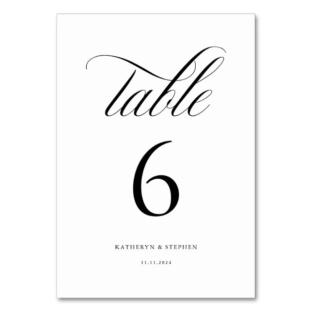 Numéro De Table Calligraphie classique Mariage élégant Numéro de t (Par défaut)