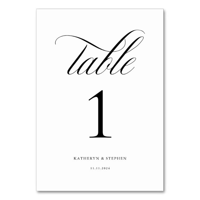 Numéro De Table Calligraphie classique Mariage élégant Table Numér (Par défaut)