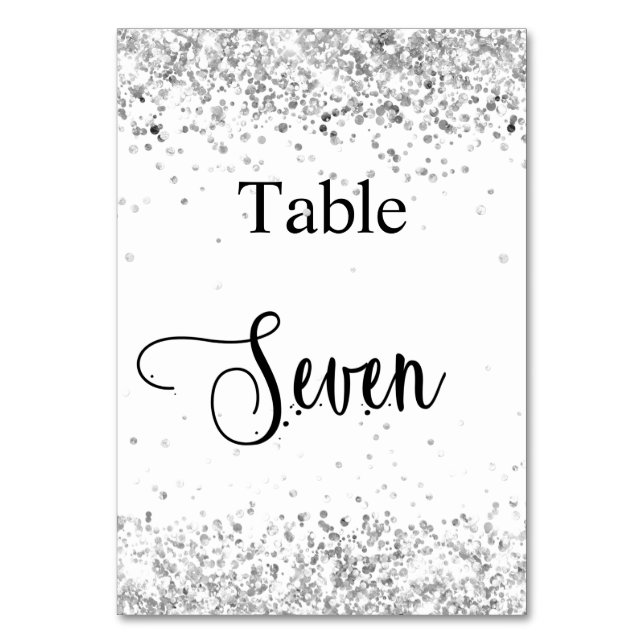 Numéro De Table Calligraphie de parties scintillant blanche en arg (Par défaut)